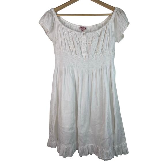 Wayan Natural Wear Women's Size M White Cotton Eyelet Boho Babydoll Dress - Picture 1 of 7